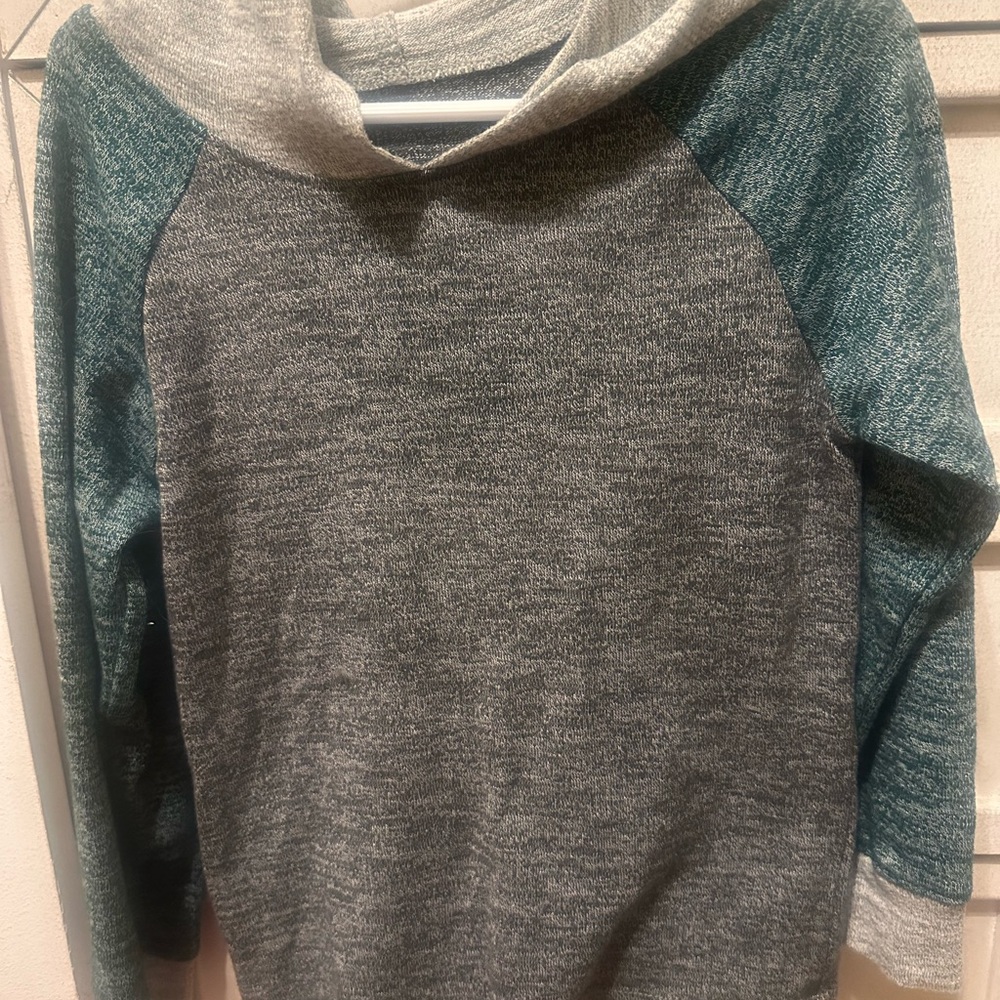 The Children's Place Gray and Teal Long Sleeve Hoodie